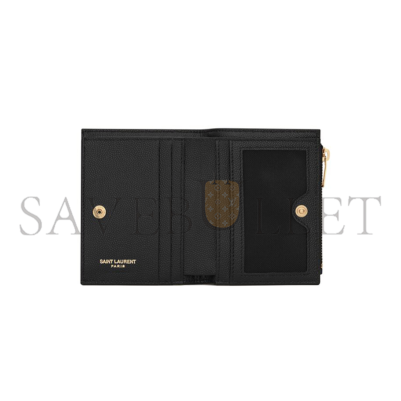 YSL CASSANDRE MATELASSÉ BI-FOLD WALLET IN GRAIN DE POUDRE LEATHER 575879BOW011000 (10.5*8.5*2.5cm)